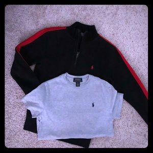❤️🐎🖤Boys Polo Half Zip Sweater + T shirt EUC